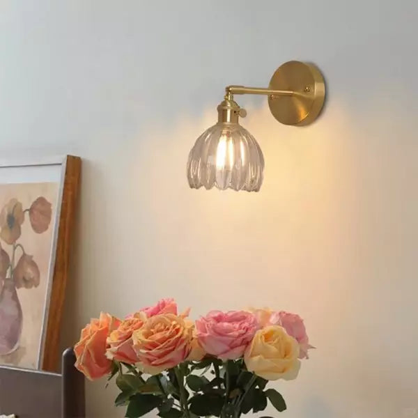 Applique Murale Design Tulipe Vintage en Verre - LumiFlora-applique murale-Olloret