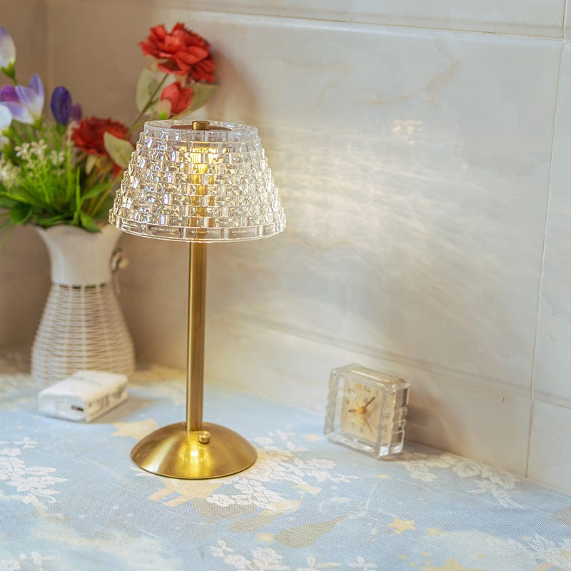 Lampe de Table Rétro en Cristal Rechargeable - Élégance-lampe de table-Olloret