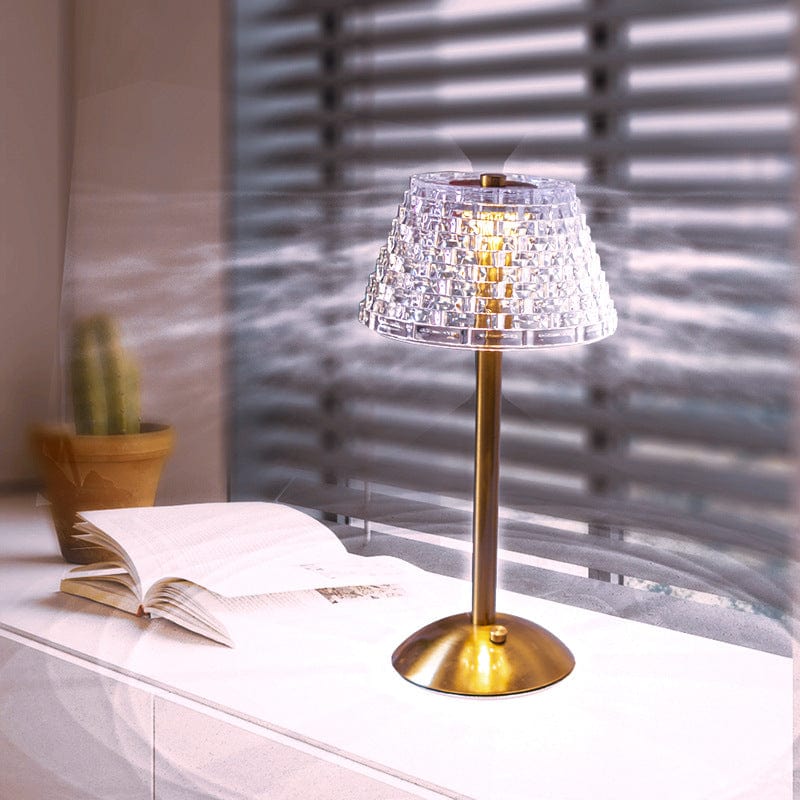 Lampe de Table Rétro en Cristal Rechargeable - Élégance-lampe de table-Olloret