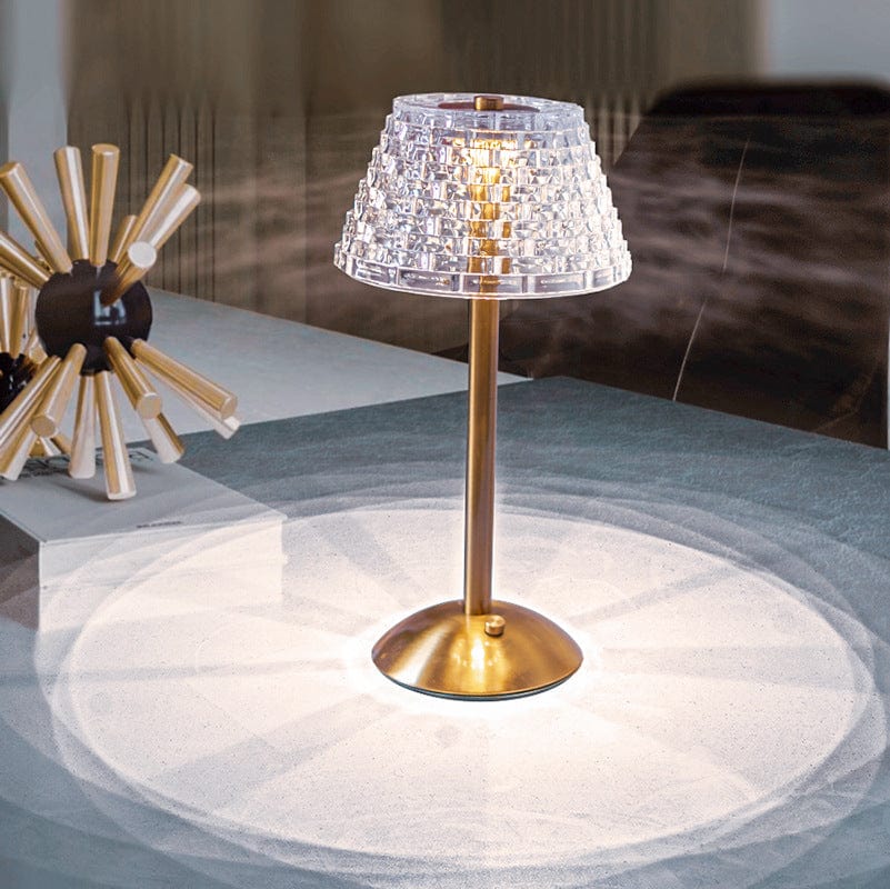 Lampe de Table Rétro en Cristal Rechargeable - Élégance-lampe de table-Olloret