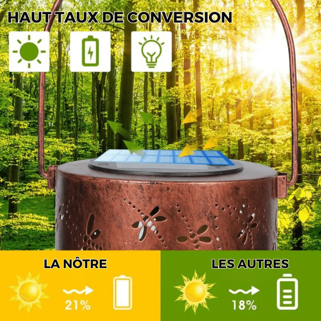 Lanterne Solaire Extérieur Élégante avec Motif Libellule – Miravie Olloret