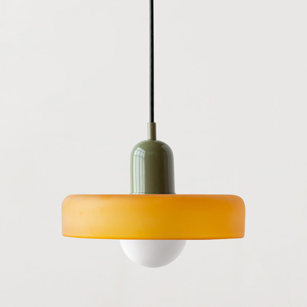 Suspension Luminaire Bauhaus en Verre Coloré Élégant - Chromo-suspension luminaire-Olloret