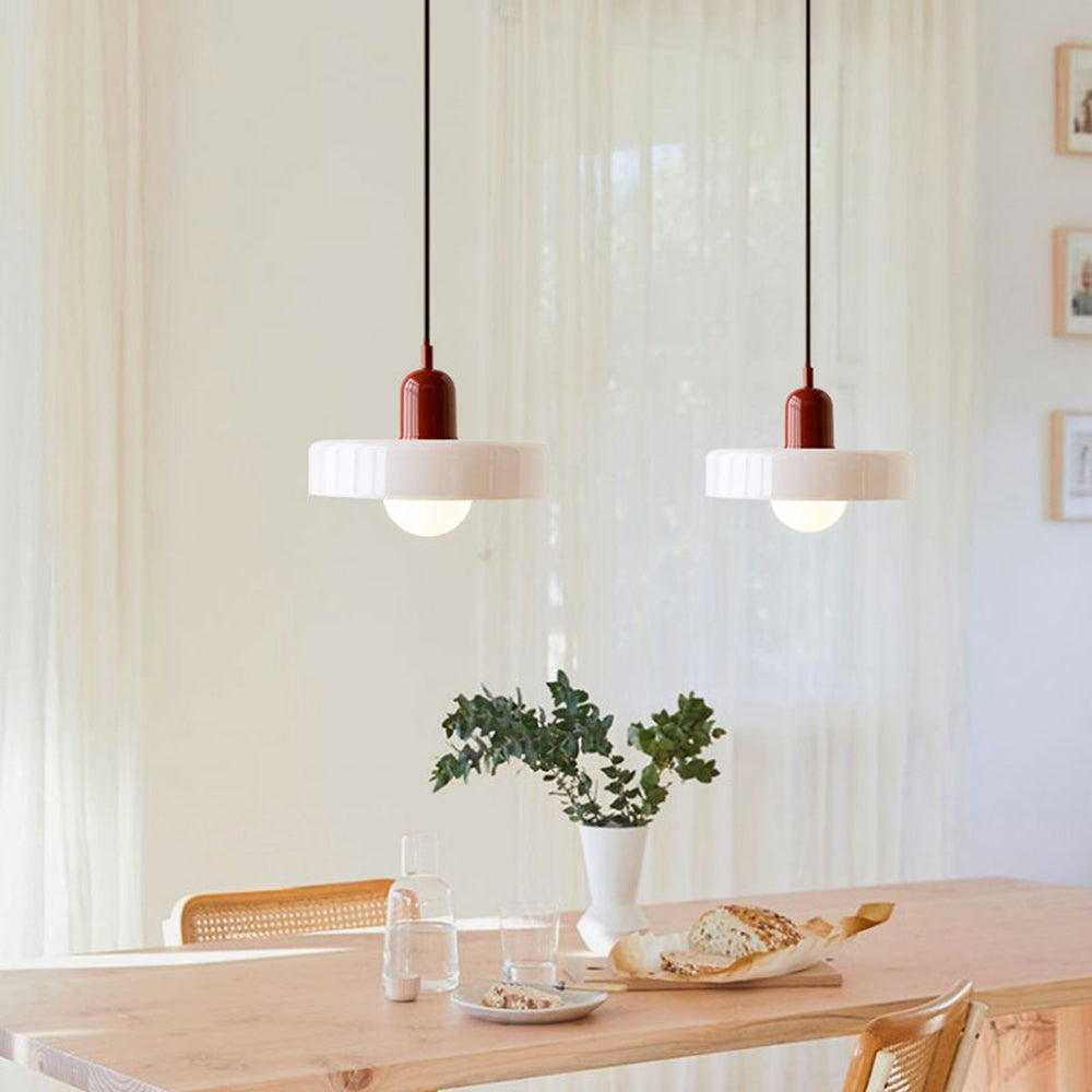 Suspension Luminaire Bauhaus en Verre Coloré Élégant - Chromo-suspension luminaire-Olloret