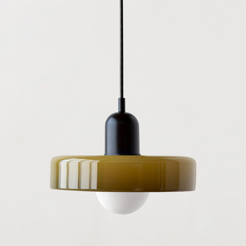 Suspension Luminaire Bauhaus en Verre Coloré Élégant - Chromo-suspension luminaire-Olloret