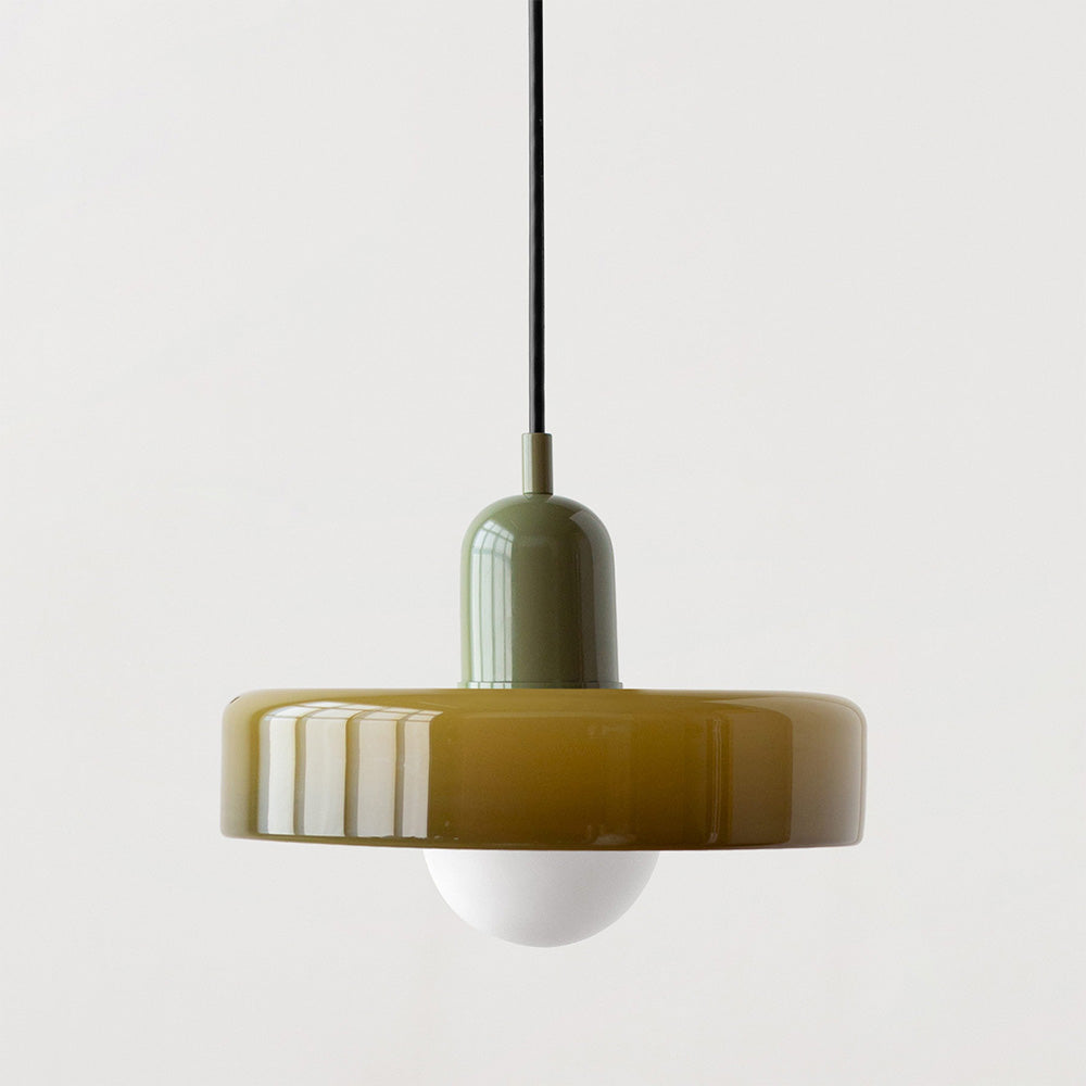 Suspension Luminaire Bauhaus en Verre Coloré Élégant - Chromo-suspension luminaire-Olloret