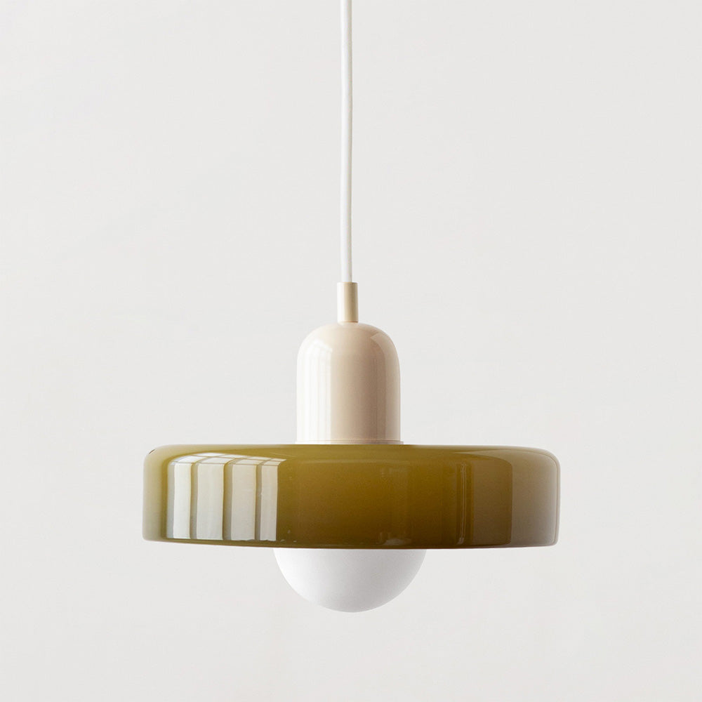 Suspension Luminaire Bauhaus en Verre Coloré Élégant - Chromo-suspension luminaire-Olloret