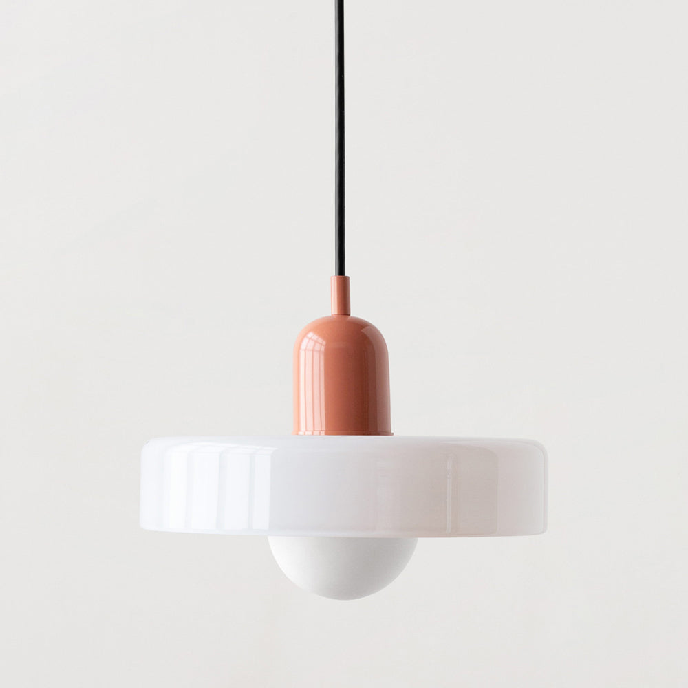 Suspension Luminaire Bauhaus en Verre Coloré Élégant - Chromo-suspension luminaire-Olloret