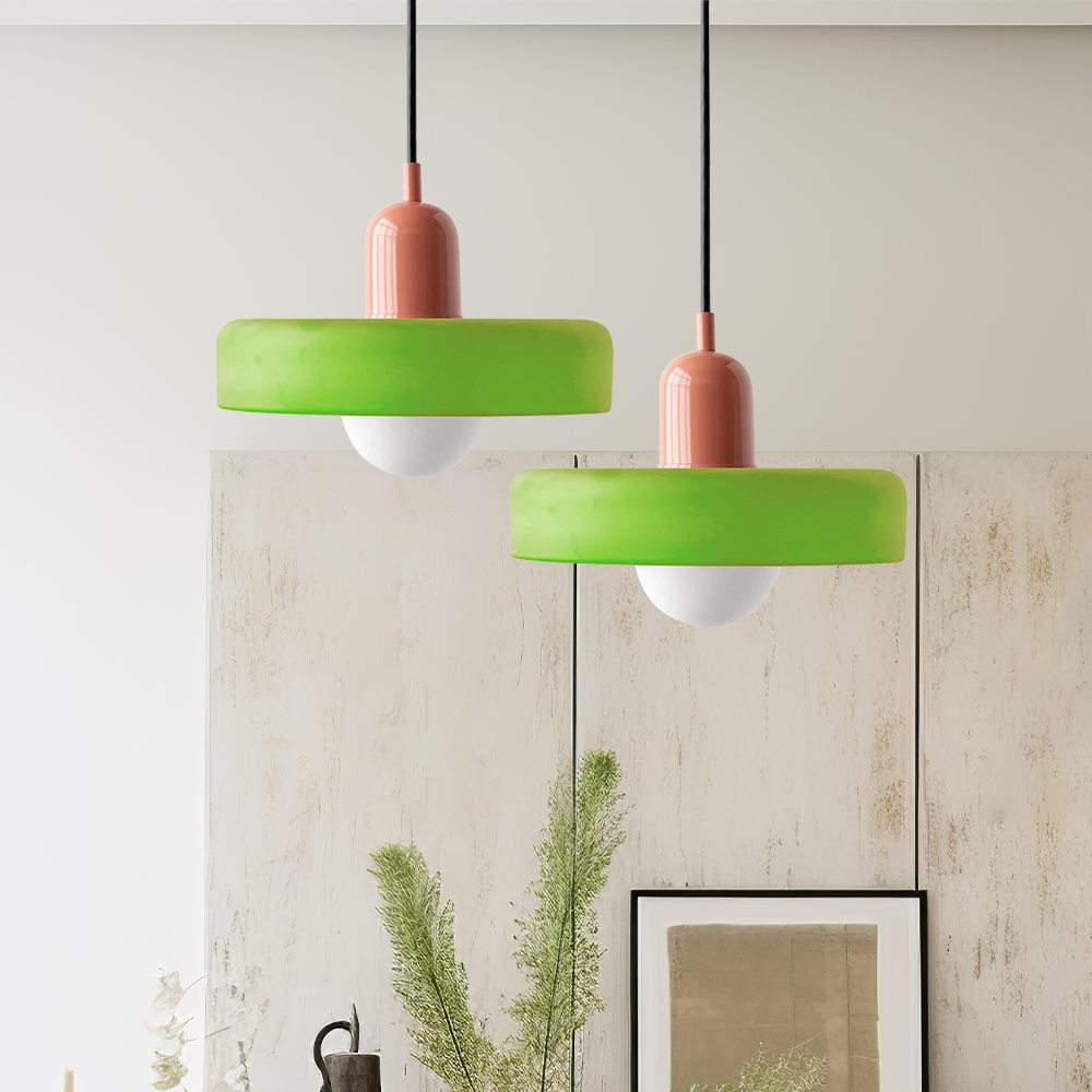 Suspension Luminaire Bauhaus en Verre Coloré Élégant - Chromo-suspension luminaire-Olloret