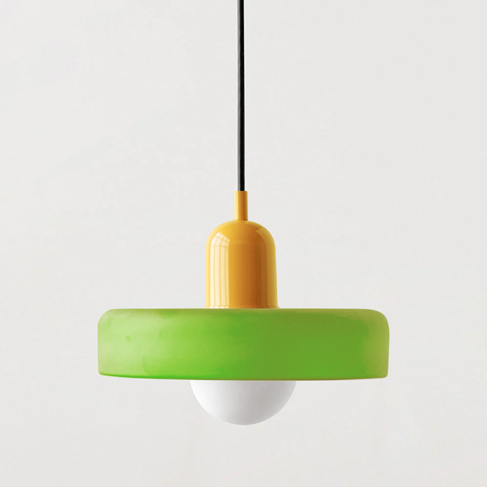 Suspension Luminaire Bauhaus en Verre Coloré Élégant - Chromo-suspension luminaire-Olloret