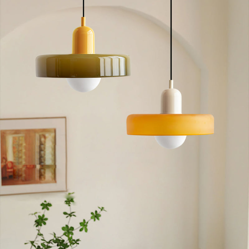 Suspension Luminaire Bauhaus en Verre Coloré Élégant - Chromo-suspension luminaire-Olloret