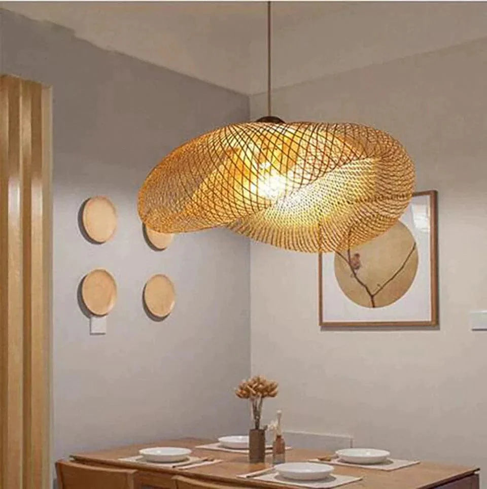 Suspension Luminaire Design en Rotin Charmant - Naturia-suspension luminaire-Olloret