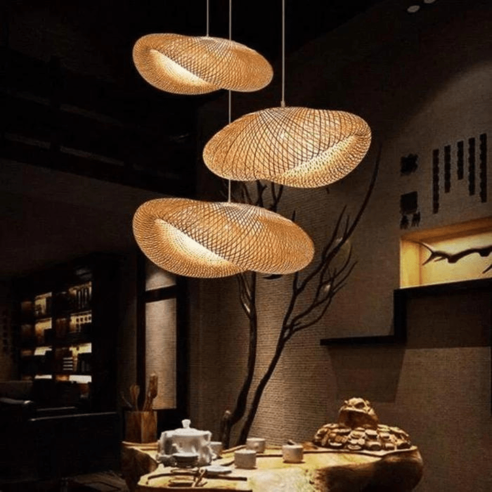 Suspension Luminaire Design en Rotin Charmant - Naturia-suspension luminaire-Olloret