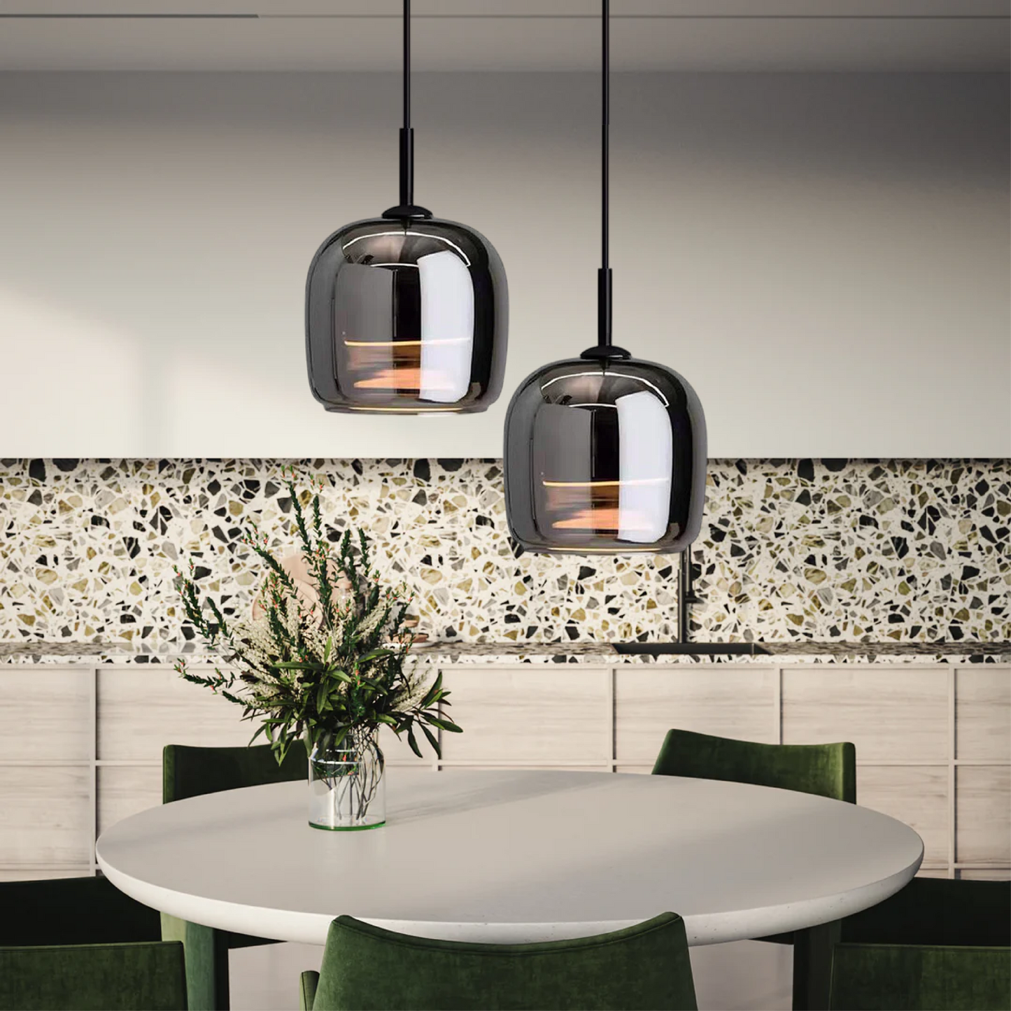Suspension Luminaire en Verre Noir Style Nordique - Nova-suspension luminaire-Olloret