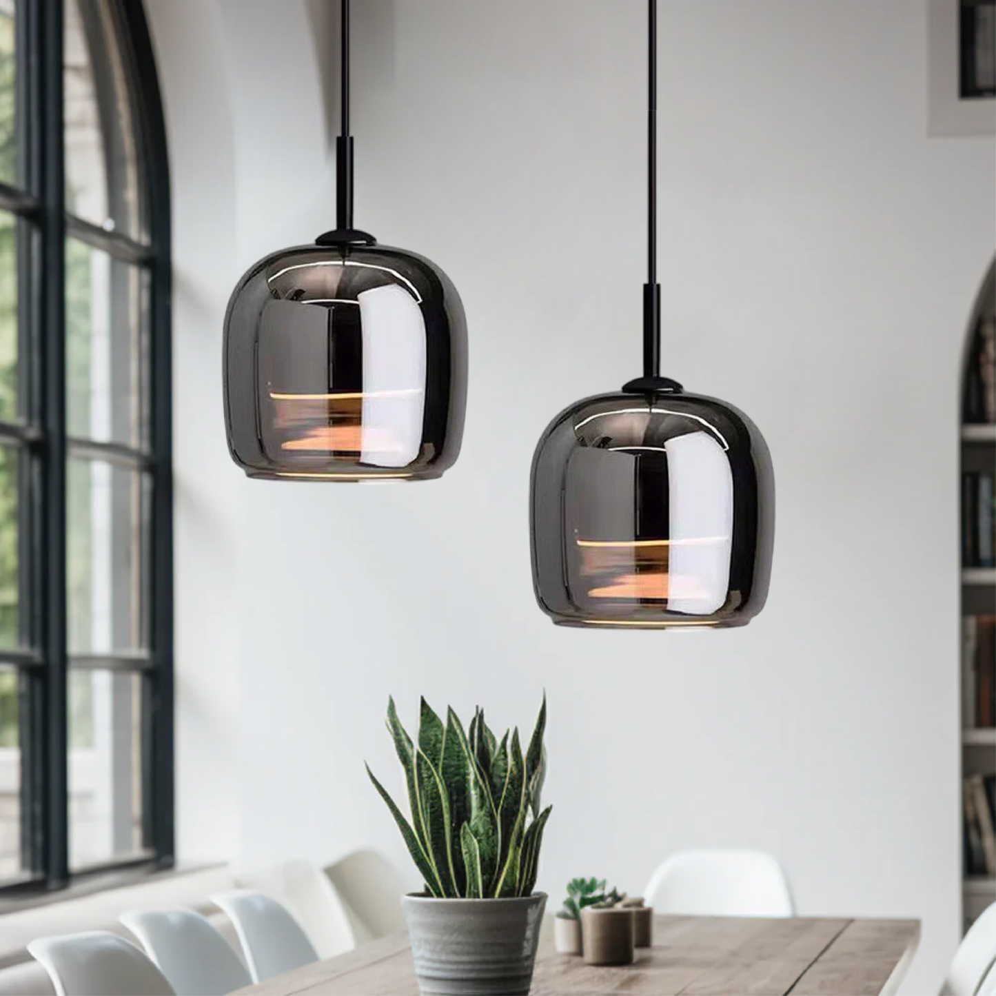 Suspension Luminaire en Verre Noir Style Nordique - Nova-suspension luminaire-Olloret