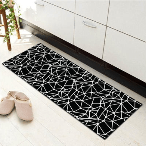 Tapis de Cuisine Lavable Design Géométrique en Noir et Blanc - Campal-tapis cuisine-Olloret