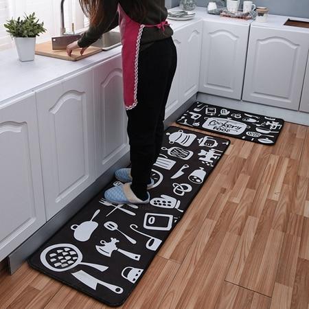 Tapis de Cuisine Lavable Élégant Noir et Blanc - Zelo-tapis cuisine-Olloret