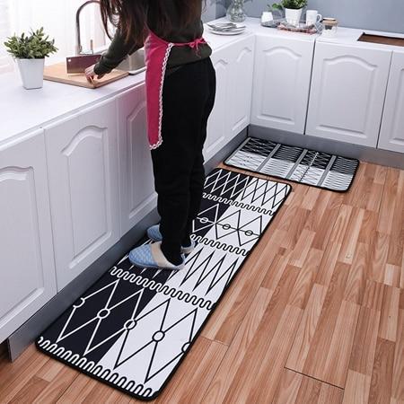 Tapis de Cuisine Lavable Élégant Noir et Blanc - Zelo-tapis cuisine-Olloret