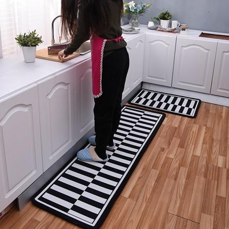 Tapis de Cuisine Lavable Élégant Noir et Blanc - Zelo-tapis cuisine-Olloret