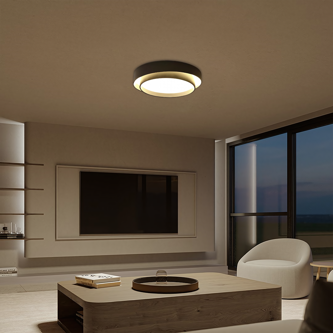 Plafonnier Luminaire Disque Moderne - Flint-Plafonnier-Olloret
