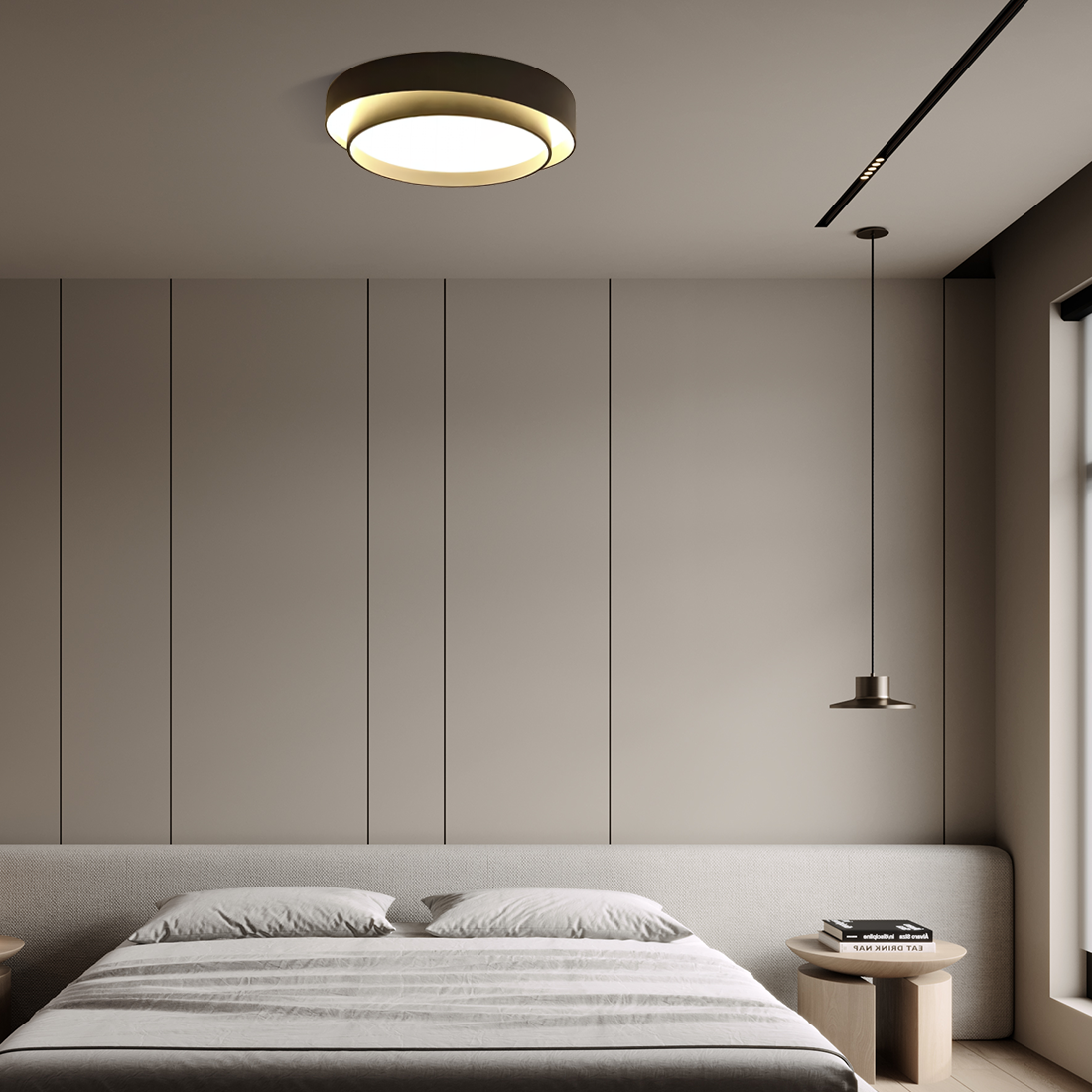 Plafonnier Luminaire Disque Moderne - Flint-Plafonnier-Olloret