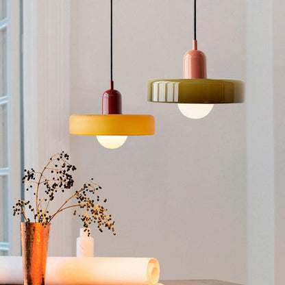 Suspension Luminaire Bauhaus en Verre Coloré Élégant - Chromo-suspension luminaire-Olloret