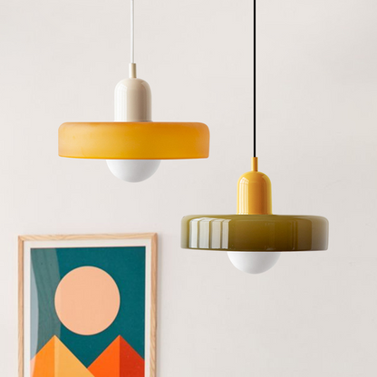 Suspension Luminaire Bauhaus en Verre Coloré Élégant - Chromo-suspension luminaire-Olloret