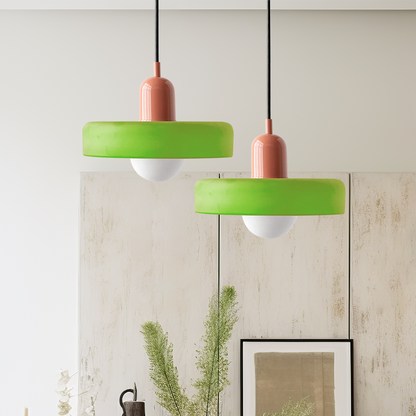Suspension Luminaire Bauhaus en Verre Coloré Élégant - Chromo-suspension luminaire-Olloret