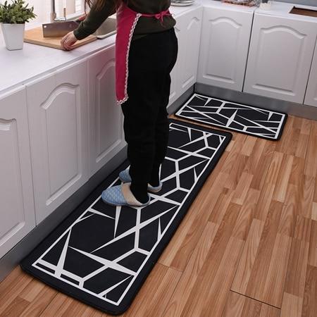 Tapis de Cuisine Lavable Élégant Noir et Blanc - Zelo-tapis cuisine-Olloret