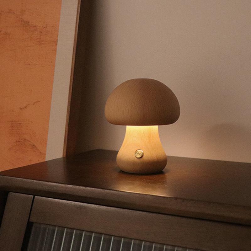 Lampe de Table Mini Champignon - MushLite-Mushroom Wood Touch Table Lamp-Olloret