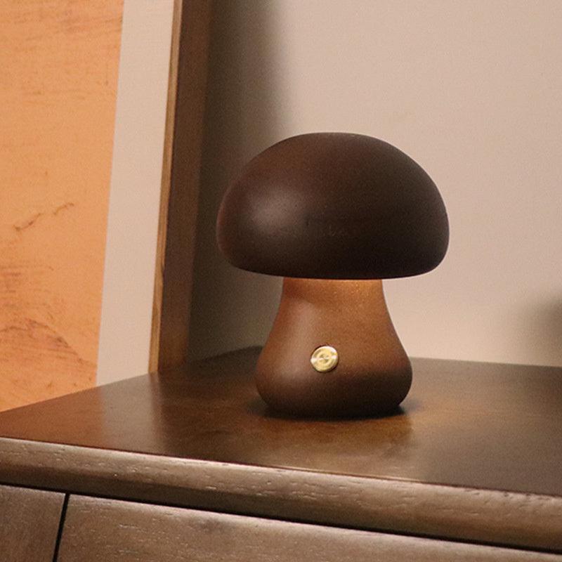 Lampe de Table Mini Champignon - MushLite-Mushroom Wood Touch Table Lamp-Olloret