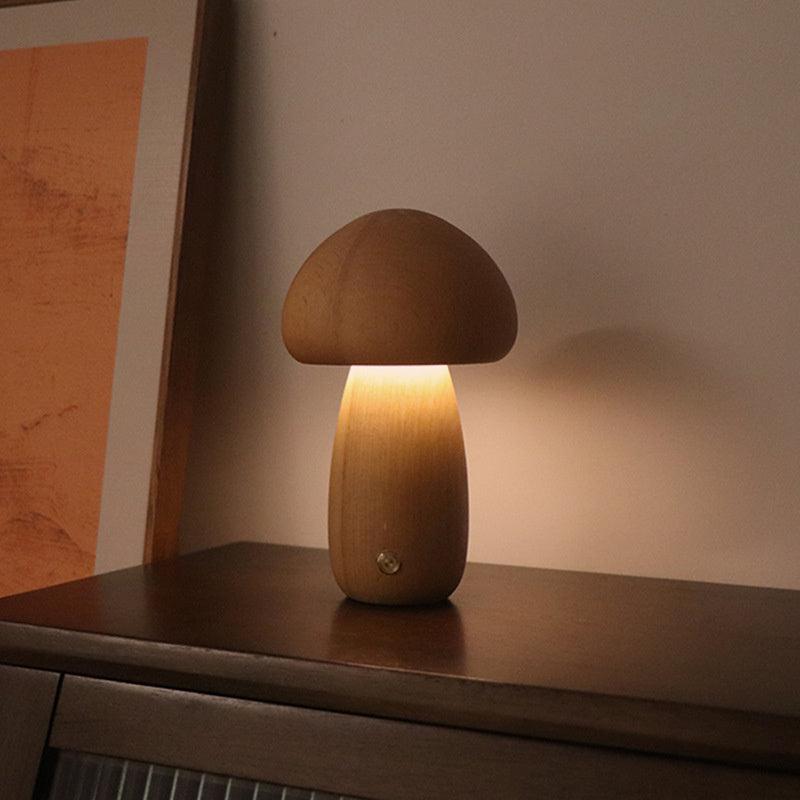 Lampe de Table Mini Champignon - MushLite-Mushroom Wood Touch Table Lamp-Olloret