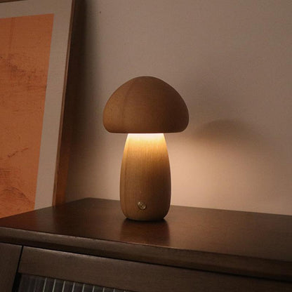 Lampe de Table Mini Champignon - MushLite-Mushroom Wood Touch Table Lamp-Olloret