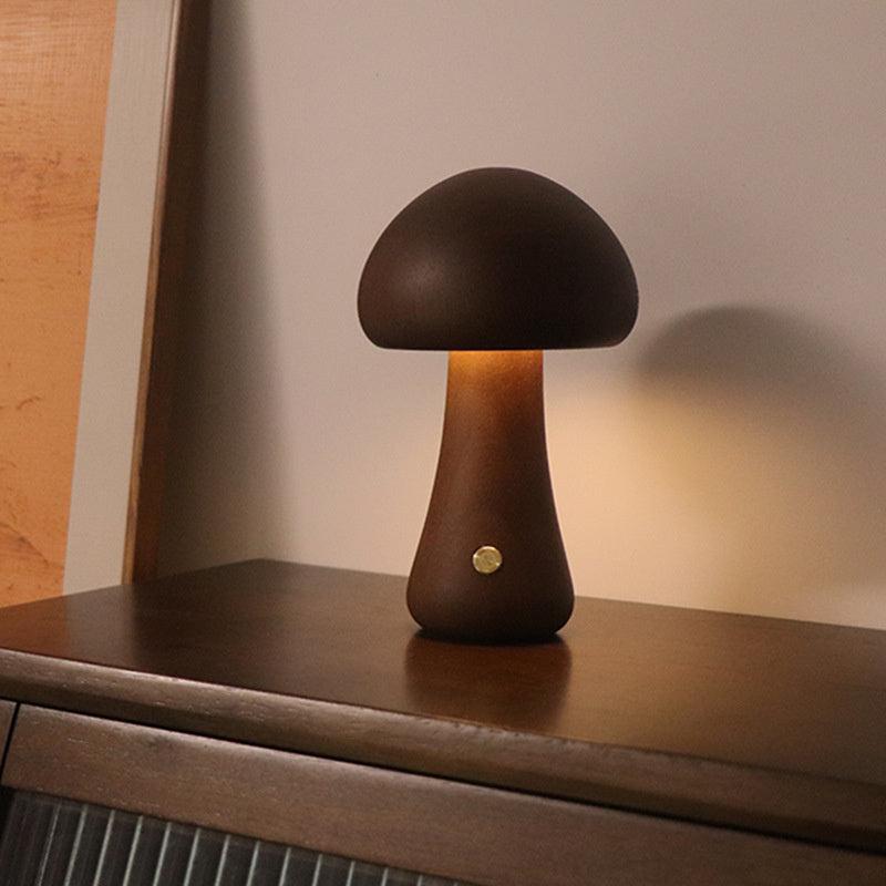 Lampe de Table Mini Champignon - MushLite-Mushroom Wood Touch Table Lamp-Olloret