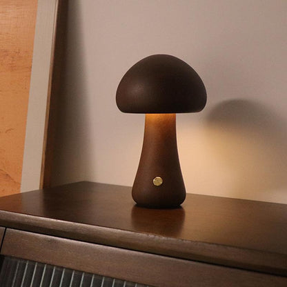 Lampe de Table Mini Champignon - MushLite-Mushroom Wood Touch Table Lamp-Olloret