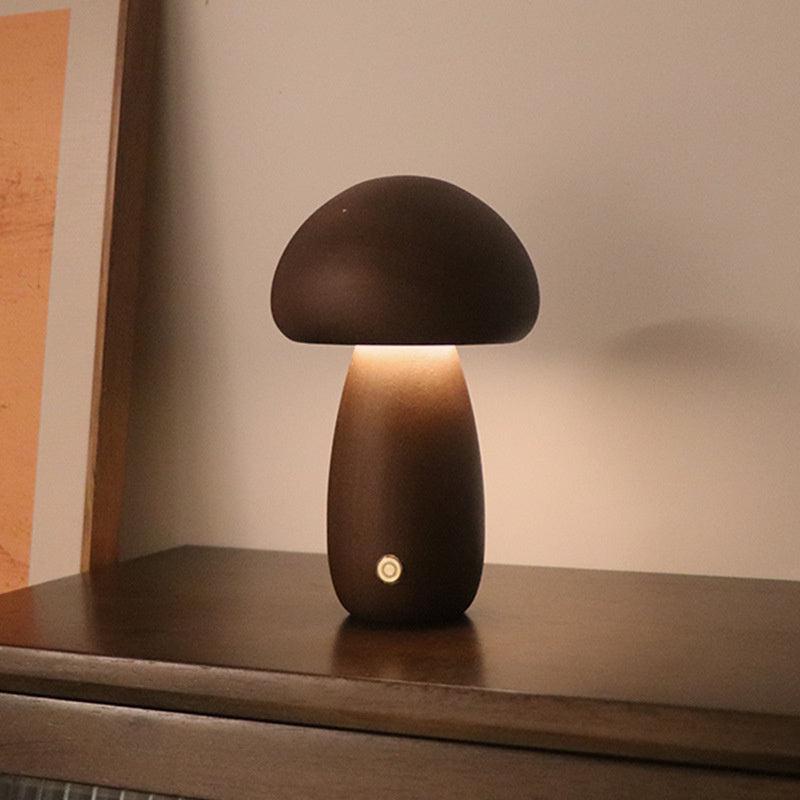 Lampe de Table Mini Champignon - MushLite-Mushroom Wood Touch Table Lamp-Olloret